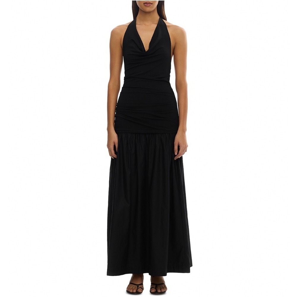 Significant Other Ariya Maxi Dress Black Cowl Neck Gathered Bodice Size 10 NEW